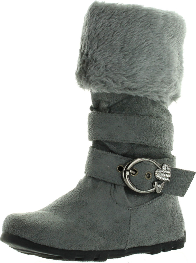 New Girls Slouch Comf Tall Midcalf Suede Winter Boots Shoes