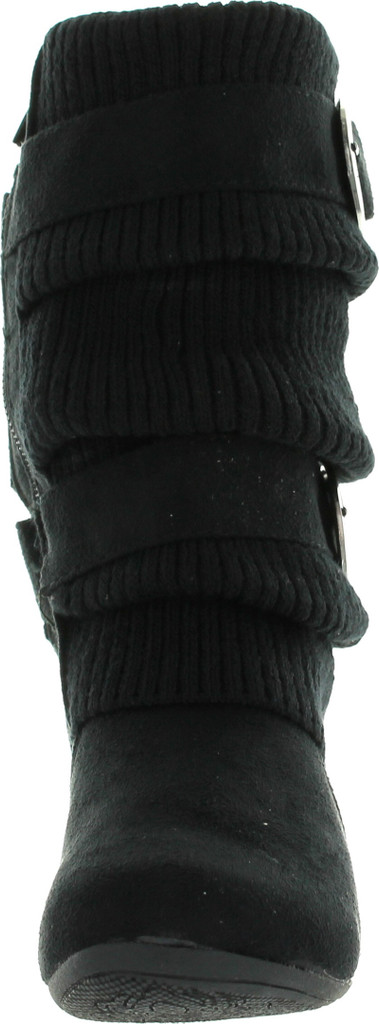 Lucky Top Girls Bank-21K Slouch Double Buckle Suede Boots With Zipper