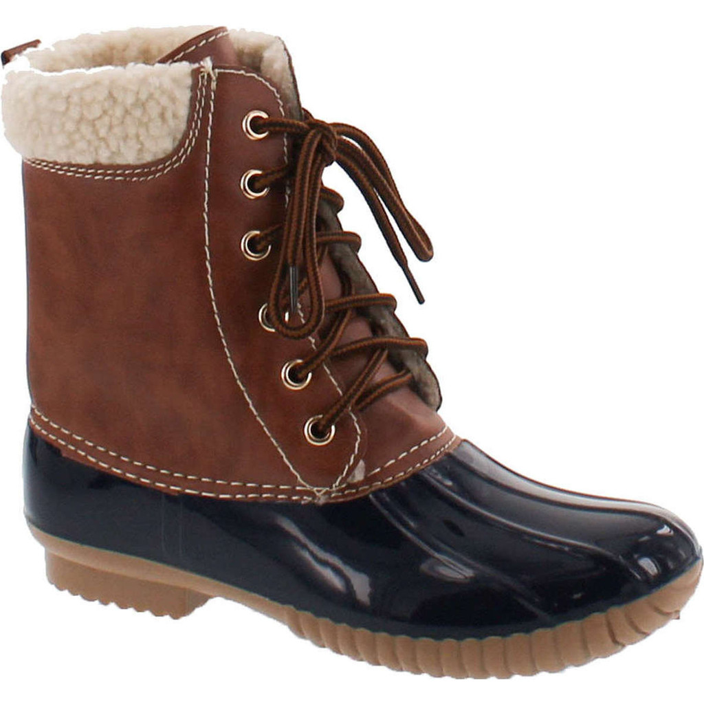 Axny Dylan-3 Women's Two Tone Lace Up Ankle Rain Duck Boots One Size Small