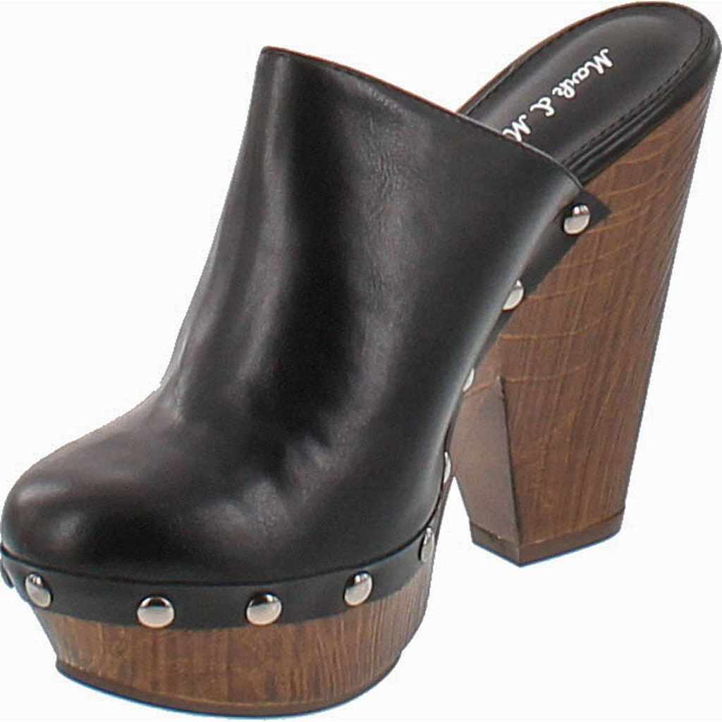 Mark And Maddux Antonio-06 Wood Effect Platform Women's Clogs In Black