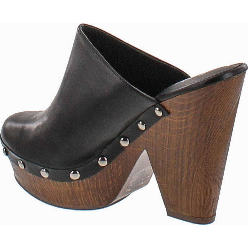 Mark And Maddux Antonio-06 Wood Effect Platform Women's Clogs In Black