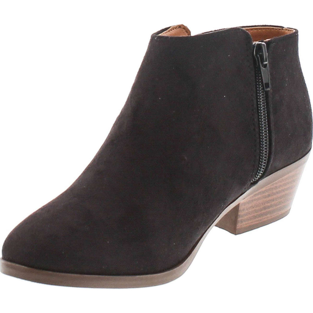 Soda Women's Mug Round Toe Faux Suede Stacked Heel Western Ankle Bootie
