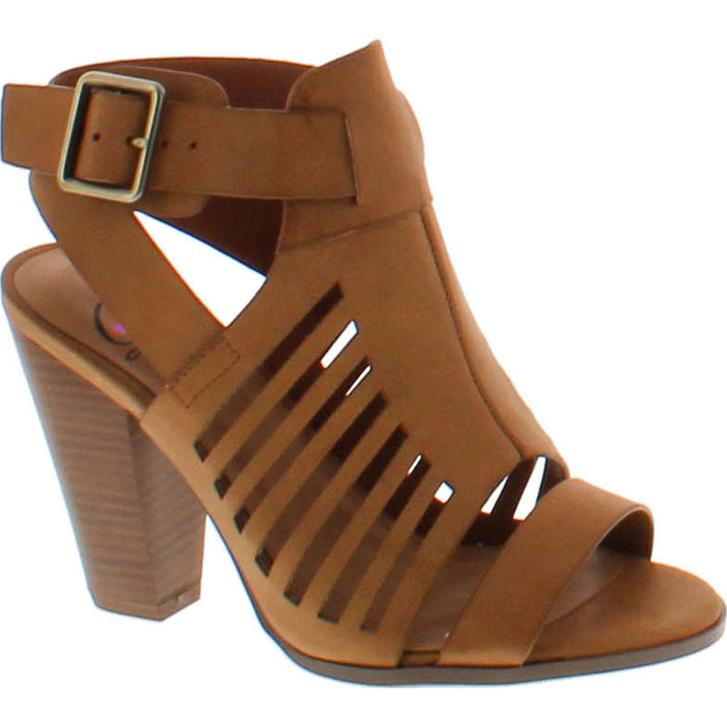 Delicious By Soda Yummy Cutout Stacked Heel Sandal