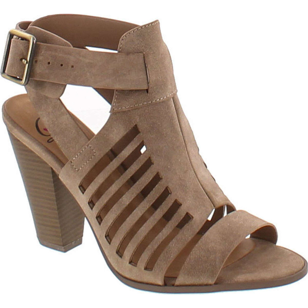 Delicious By Soda Yummy Cutout Stacked Heel Sandal