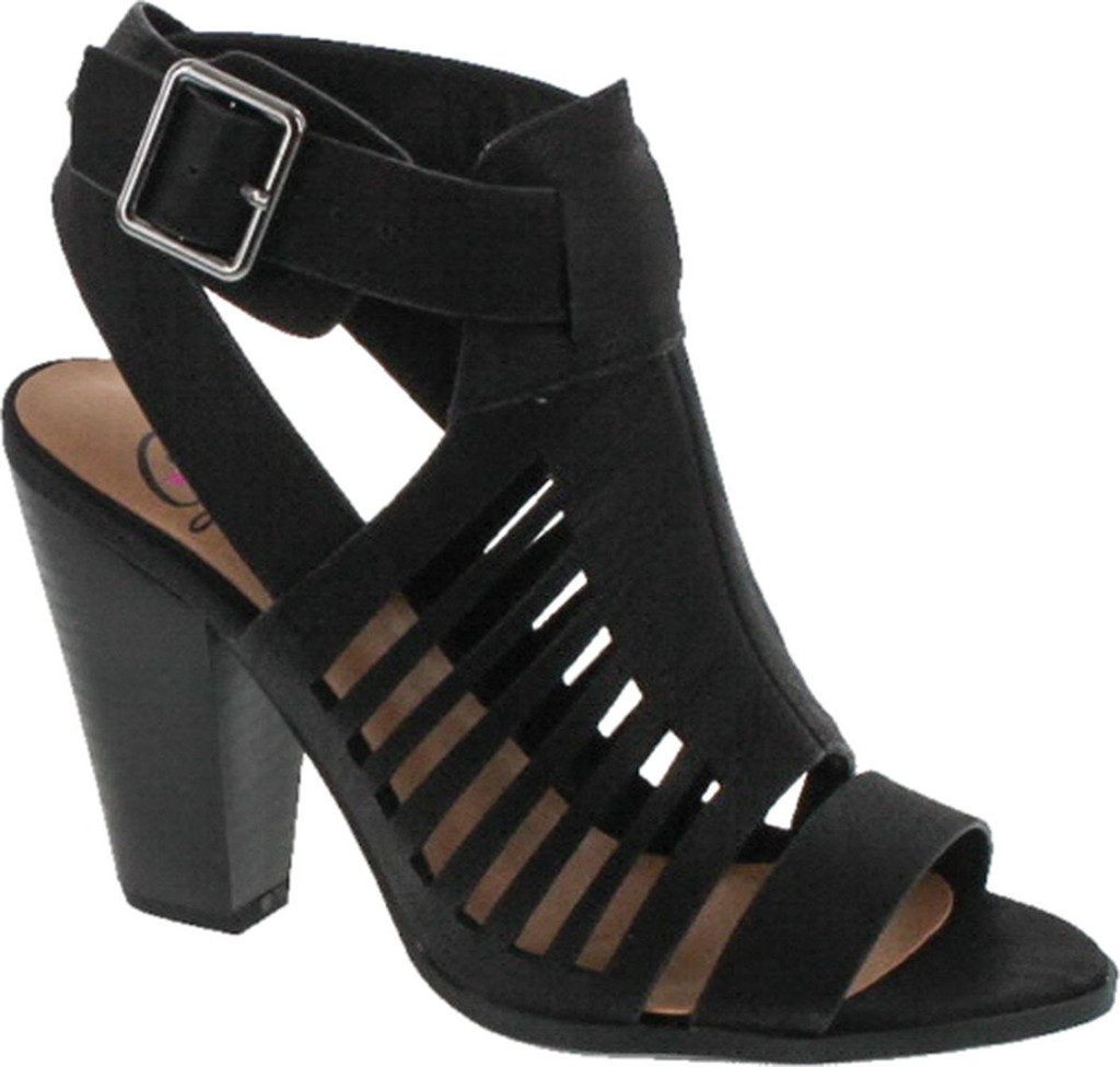 Delicious By Soda Yummy Cutout Stacked Heel Sandal