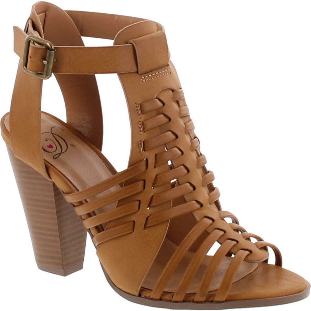 Delcious Women's Aliya Strappy Gladiator Open Toe Stacked Heel Sandal