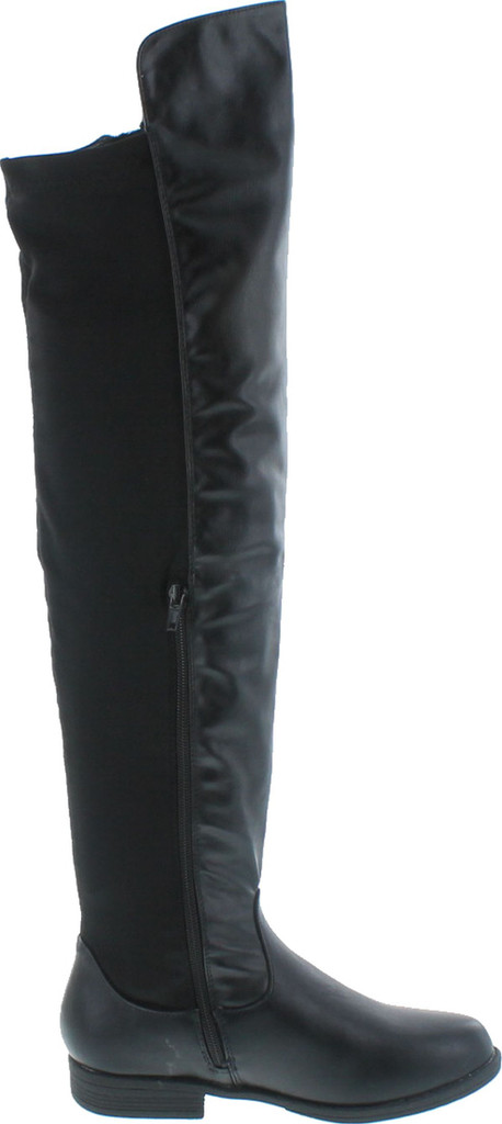 Bamboo Monterey-05 Women's Stretch Back Side Zipper Low Heel Over The Knee Boots