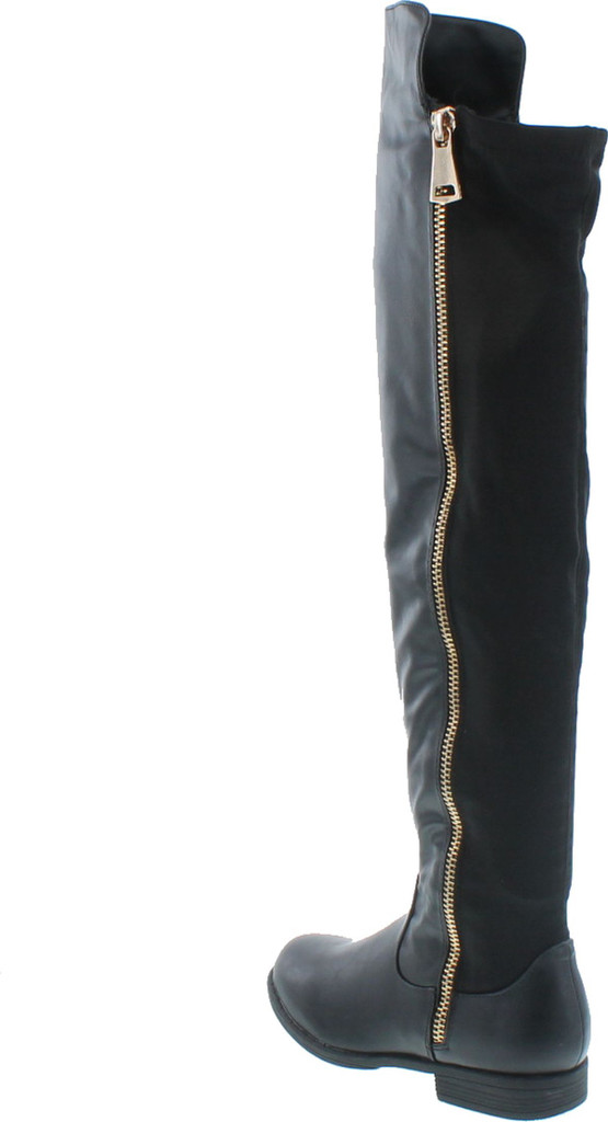 Bamboo Monterey-05 Women's Stretch Back Side Zipper Low Heel Over The Knee Boots