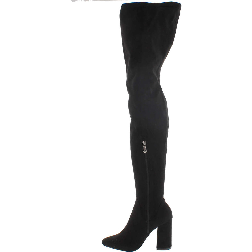 Cape Robbin Betisa-4 Women's Side Zip Block Heel Stretchy Snug Fit Thigh High Boots