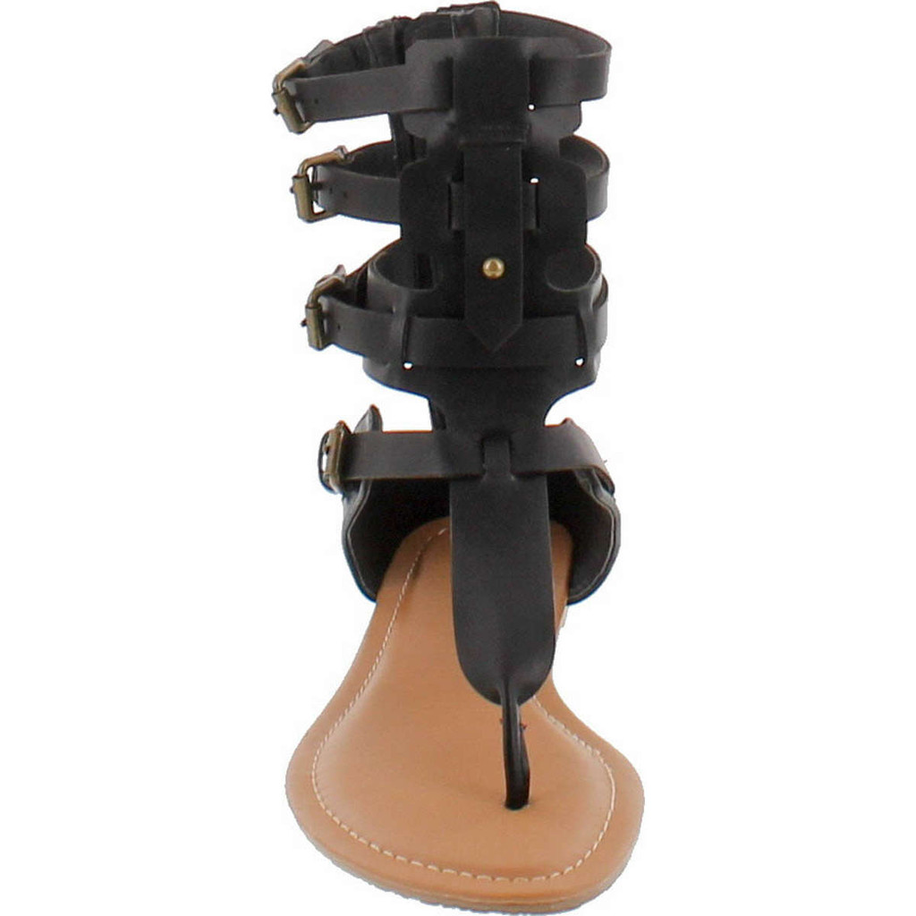 Wild Diva Tanaya-540 Women's T-Strap Buckle Gladiator Back Zip Flat Thong Sandal