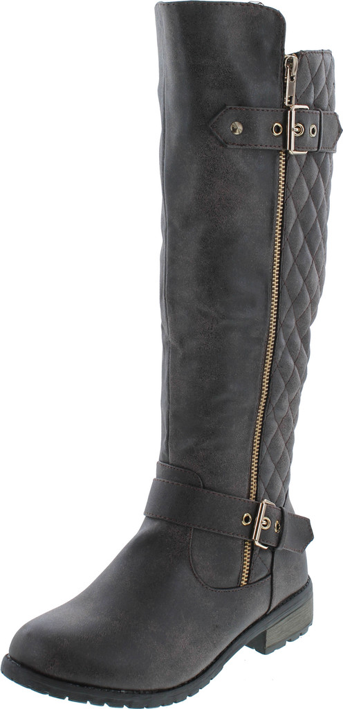 Liliana Kenzy-6 Women's Drawstring Tie Chunky Heel Over Knee High Stretchy Boots
