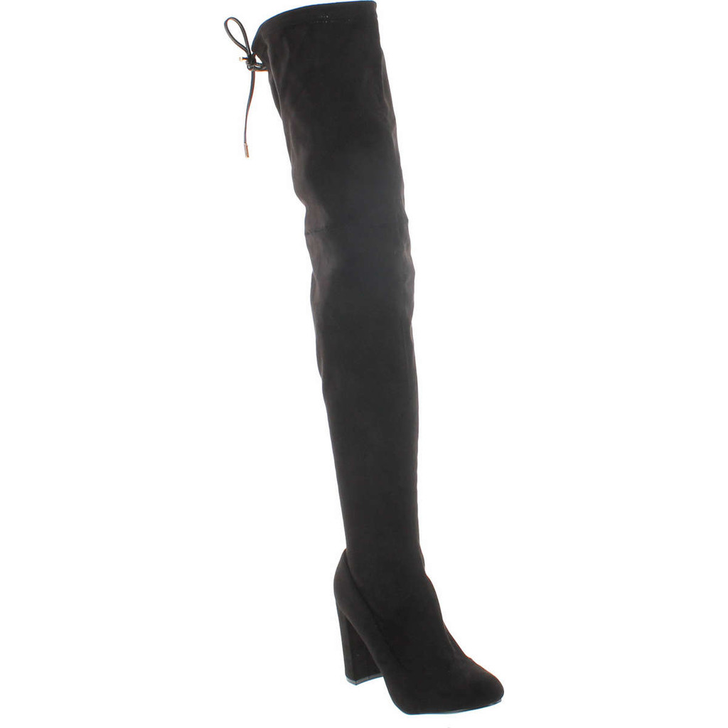 Liliana Kenzy-6 Women's Drawstring Tie Chunky Heel Over Knee High Stretchy Boots