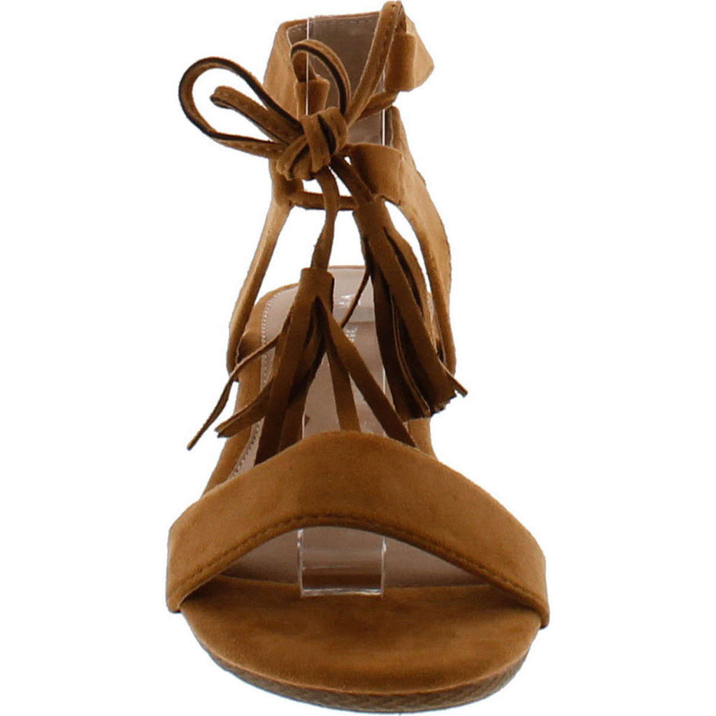 Via Pinky Arleen-12 Women's Front Lace Up Fringe Ankle Strap Low Heel Sandals
