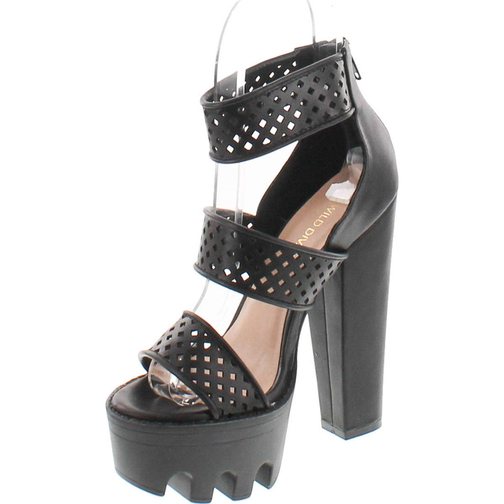 Vive-13 Peep Toe Dress Chunky Lug Platform Thick Heel Ankle Strap Sandal