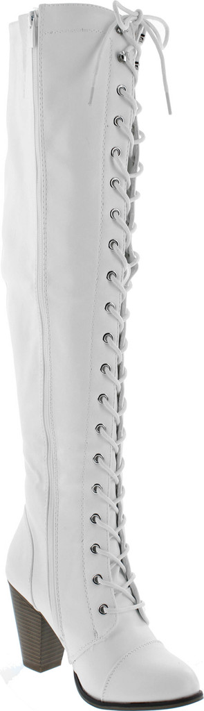 Forever Camila-48 Womens Chunky Heel Lace Up Over The Knee High Riding Boots