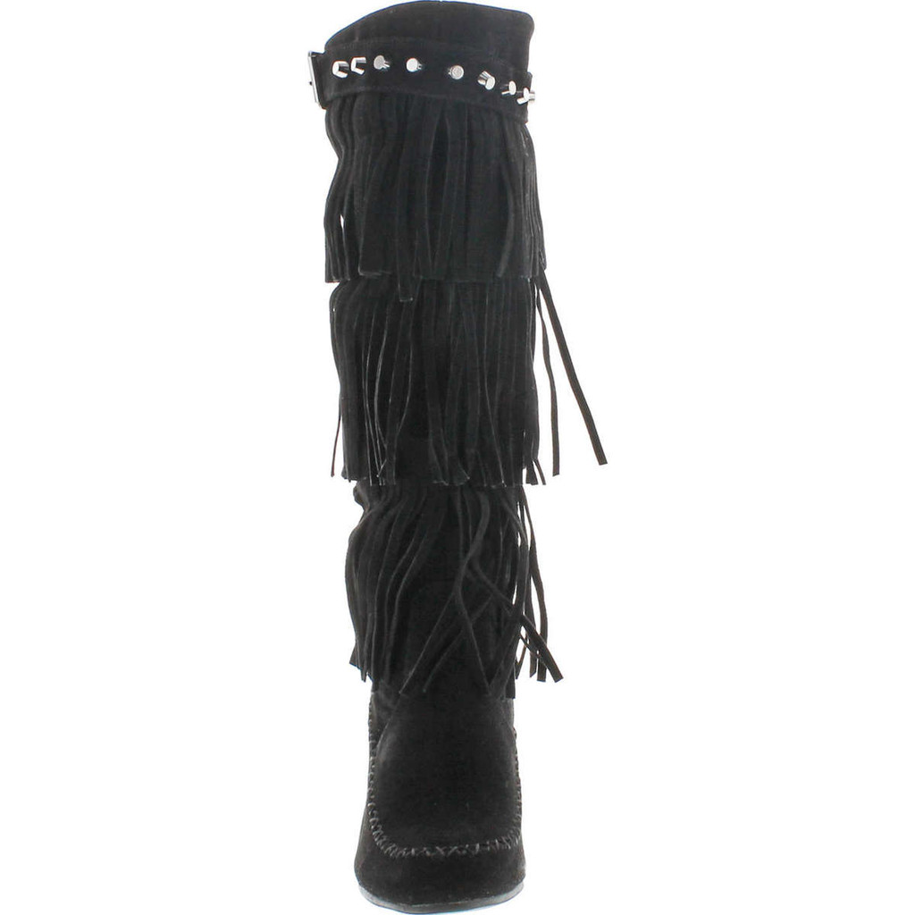 Nature Breeze Bridget-02Hi Moccasin Fringe Fashion Boots