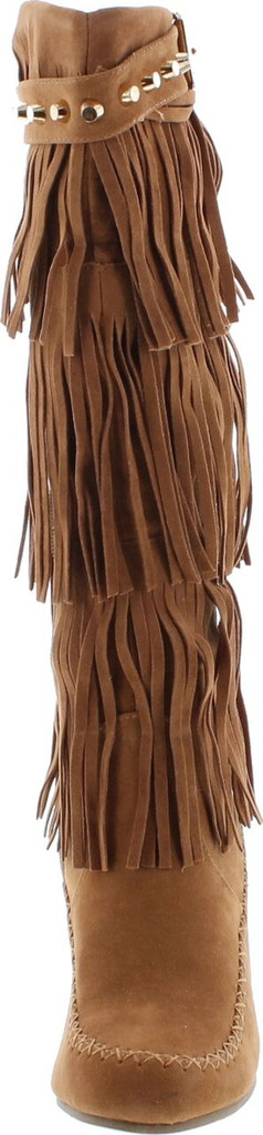 Nature Breeze Bridget-02Hi Moccasin Fringe Fashion Boots