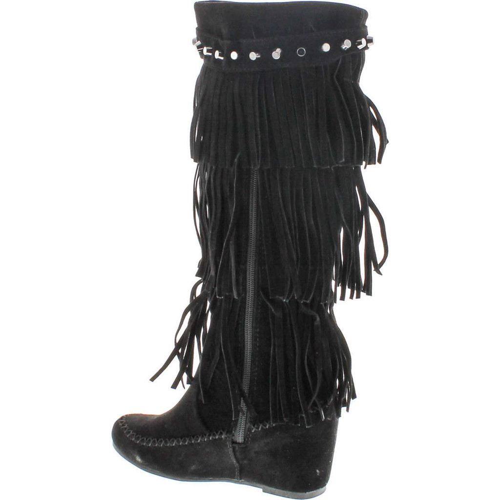 Nature Breeze Bridget-02Hi Moccasin Fringe Fashion Boots