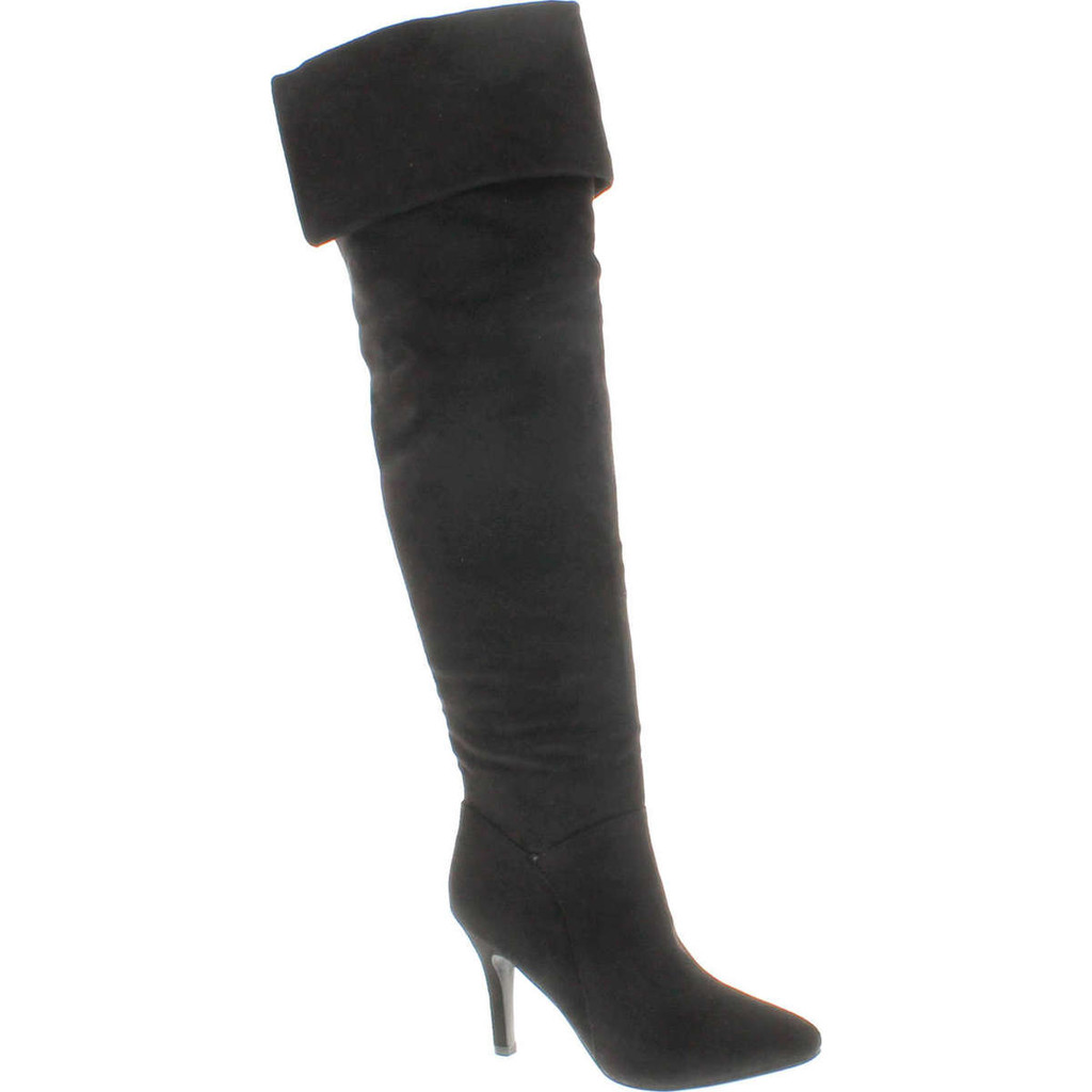 Forever Womens Alexia Pointed Toe Over The Knee Thigh High Stiletto Slouchy Boot Shoes