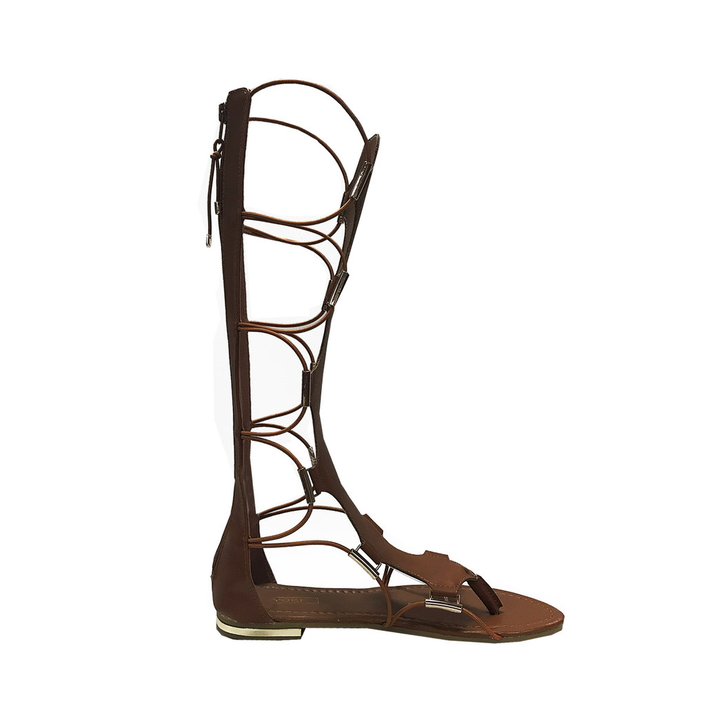 Yoki Women's Anya-50 Knee-High Gladiator Thong Sandals