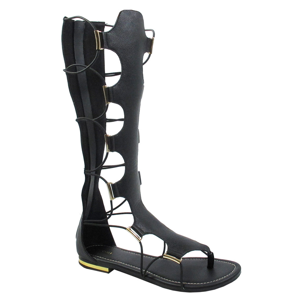 Yoki Women's Anya-50 Knee-High Gladiator Thong Sandals