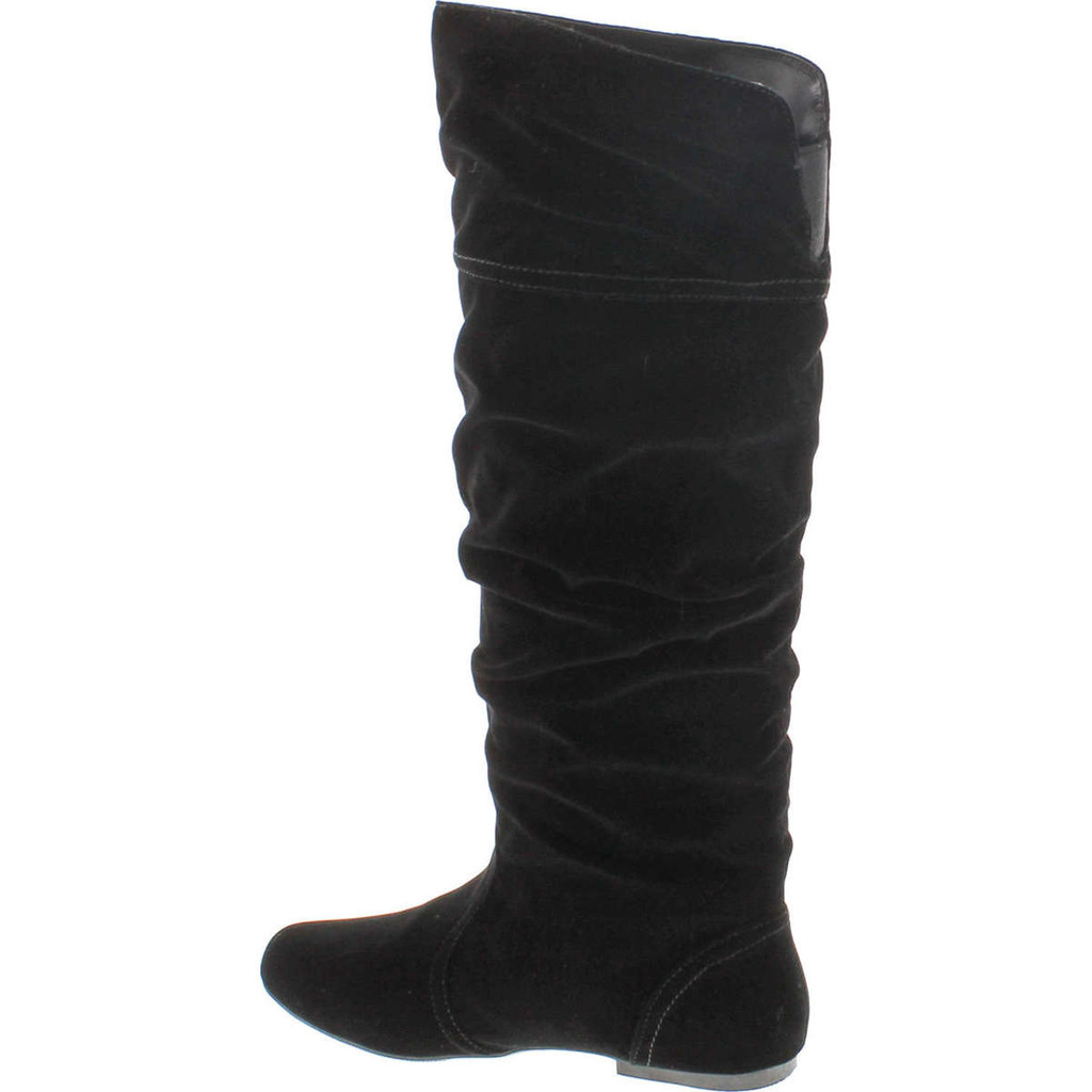 Qupid Women's Neo144 Leatherette Basic Slouchy Knee High Flat Boot