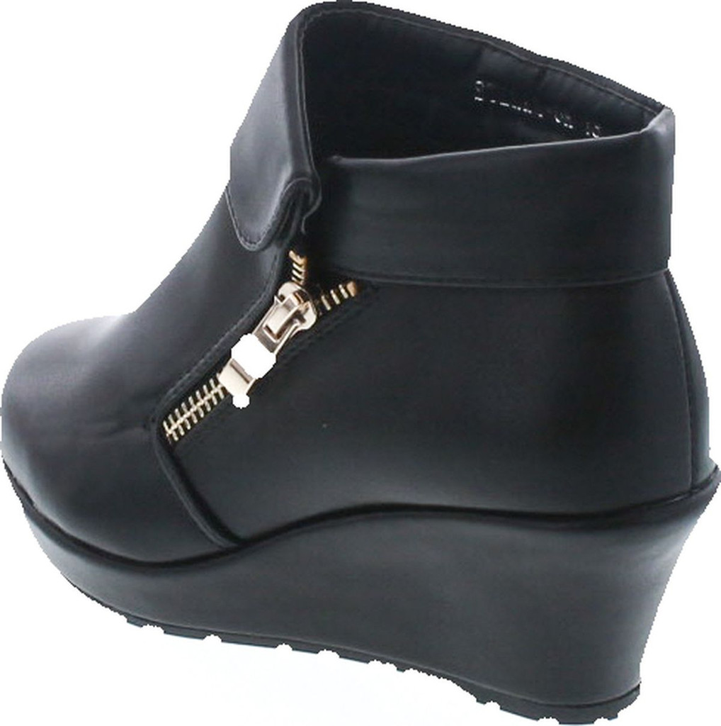 Lucky Top Stella-6K Children Girl's Platform Wedge Heel Fold Over Ankle Booties