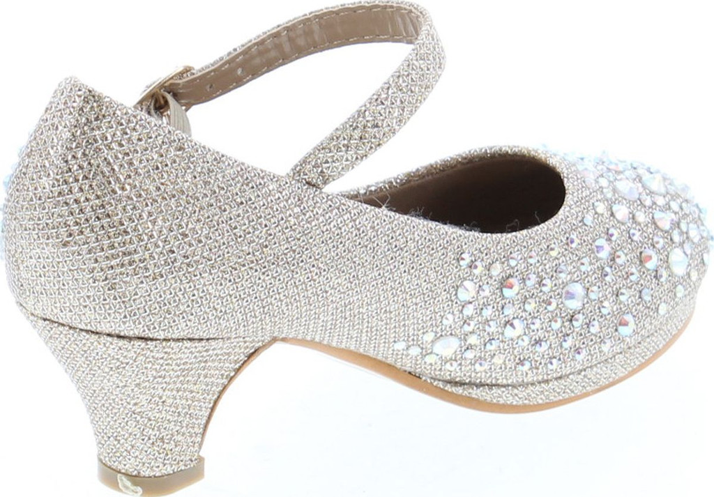 Forever Dana-58K Kids Mid Heel Rhinestone Pretty Sandal Mary Jane Platform Dress Pumps