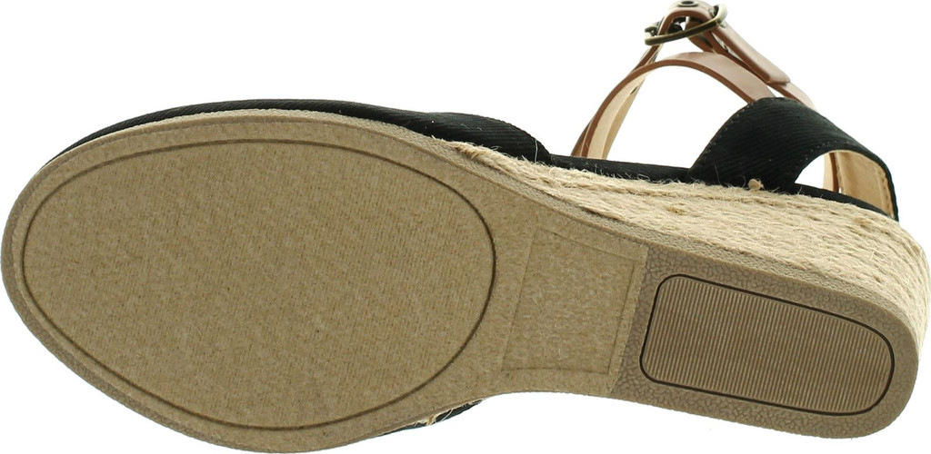 Soda Womens Request Closed Toe Espadrille Wedge Sandal In Black Dark Tan Linen