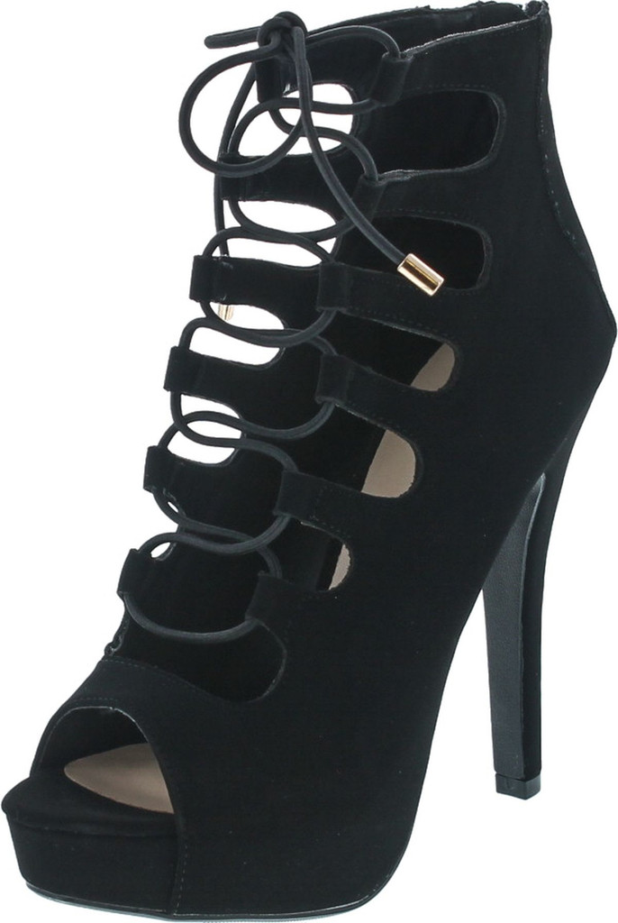 black platform lace up heels