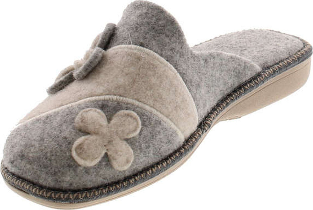 Sc Home Collection Womens 12217 Natural Wool Flower Cozy House Slippers Made In Europe