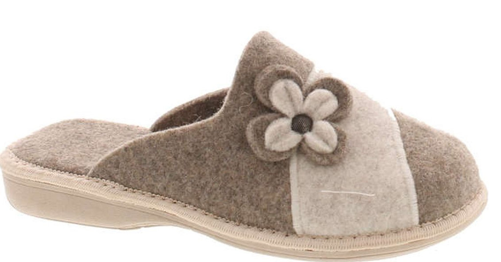 Sc Home Collection Womens 12217 Natural Wool Flower Cozy House Slippers Made In Europe