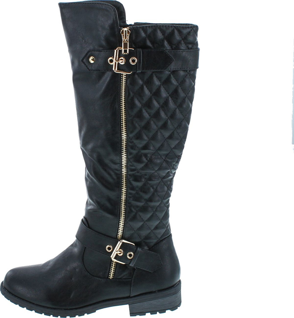 Forever Link Women's Mango-21 Quilted Zipper Accent Riding Boots