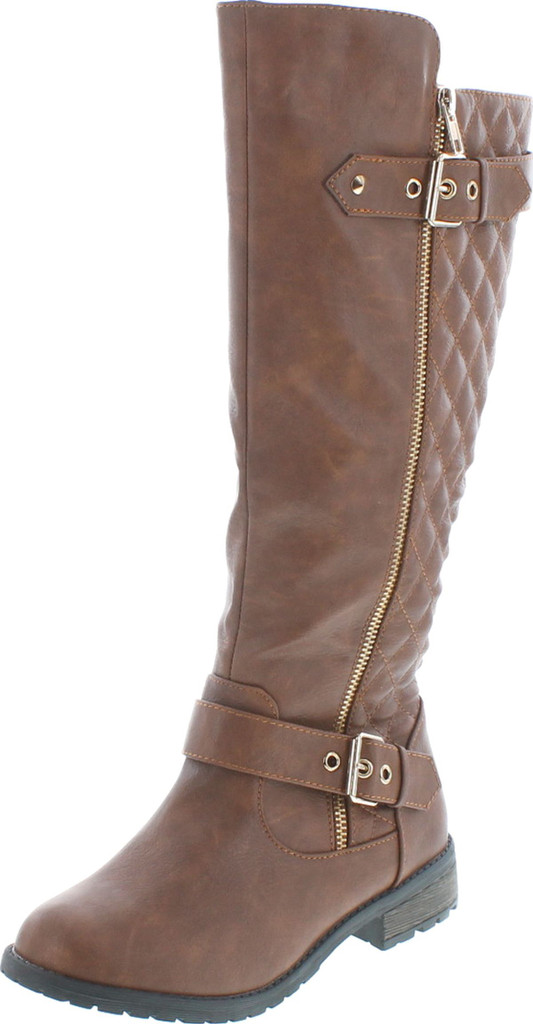 Forever Link Women's Mango-21 Quilted Zipper Accent Riding Boots