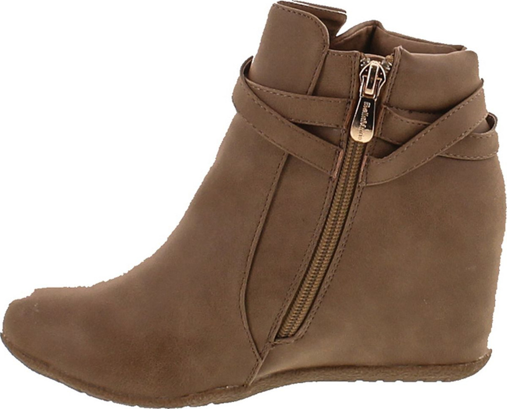 Anna Cici-9 Women Comfy Almond Toe Platform Hidden Wedge Ankle Bootie