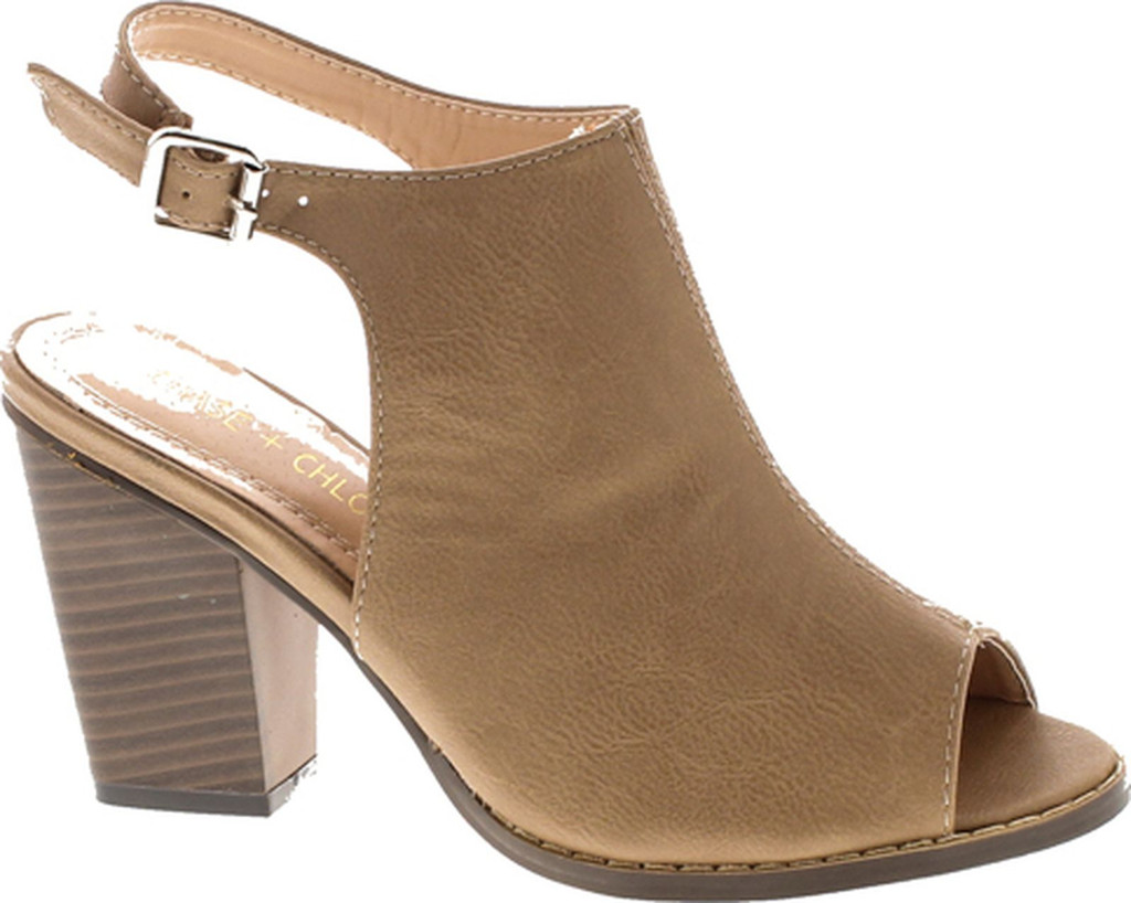 Chase & Chloe Willy-5 Women's Slingback Buckled Open Heel Chunky Ankle Booties