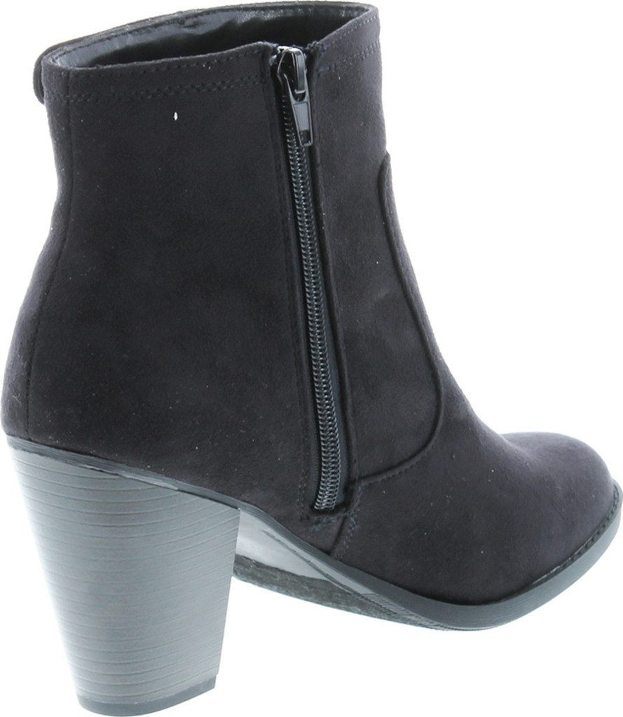 Soda Women's Bunty Faux Suede Cowboy Stacked Heels Ankle Booties With Side Accents