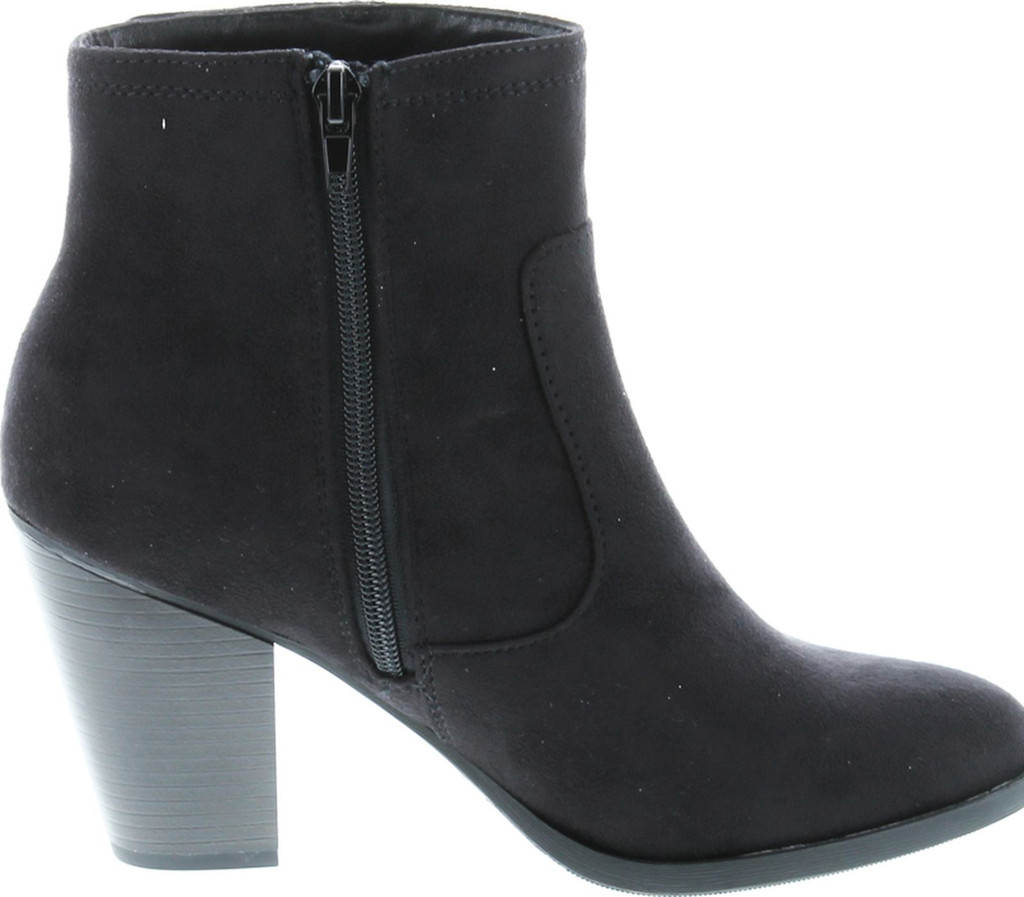 Soda Women's Bunty Faux Suede Cowboy Stacked Heels Ankle Booties With Side Accents