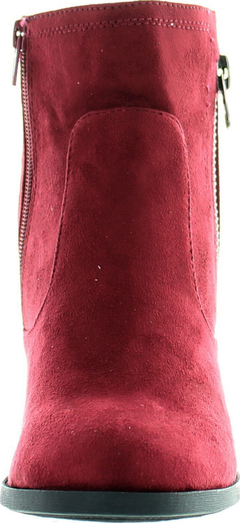 Soda Women's Bunty Faux Suede Cowboy Stacked Heels Ankle Booties With Side Accents
