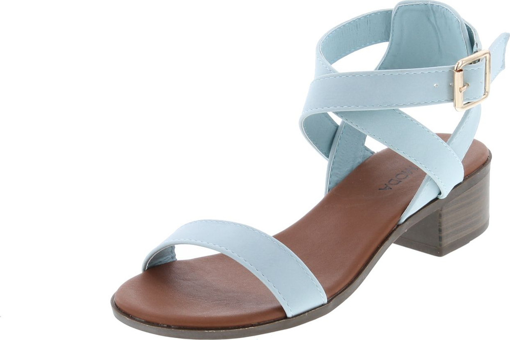Top Moda Vision-75 Women's Ankle Wrap Adjustable Buckle Stacked Chunky Heel Sandal