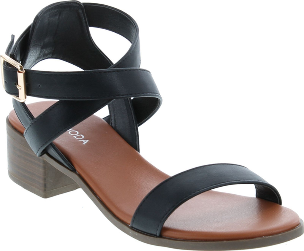 Top Moda Vision-75 Women's Ankle Wrap Adjustable Buckle Stacked Chunky Heel Sandal