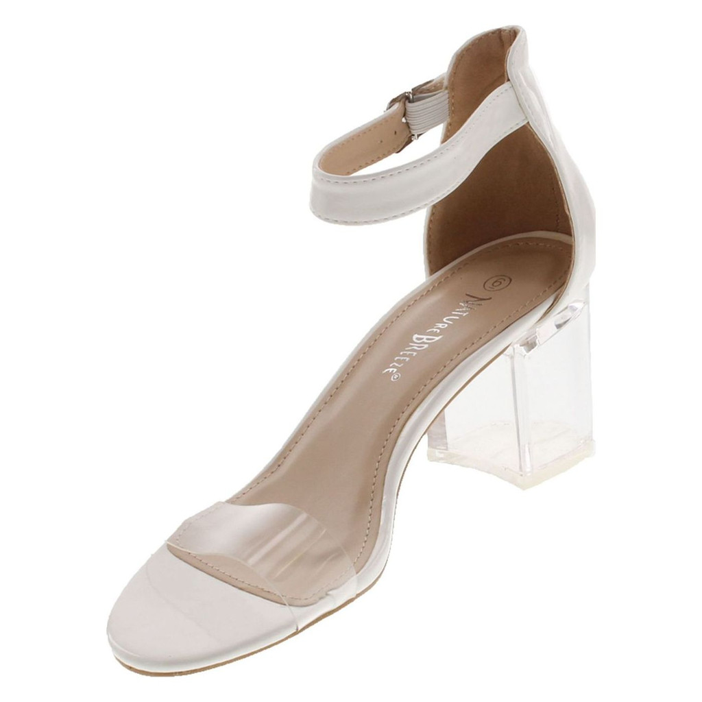 Nature Breeze See Thru-01 Women's Lucite Chunky Heel Ankle Strap Dress Sandals