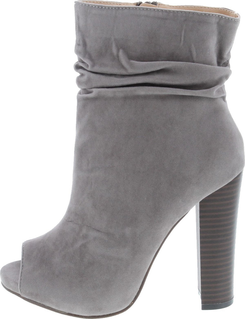 Chase & Chloe Ivy-1 Women's Ruched Zip High Stacked Heel Ankle Booties