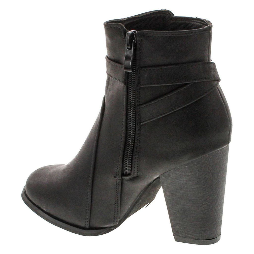 Top Moda Demo-6 Women's Buckle Chunky Stacked Heel Ankle Booties