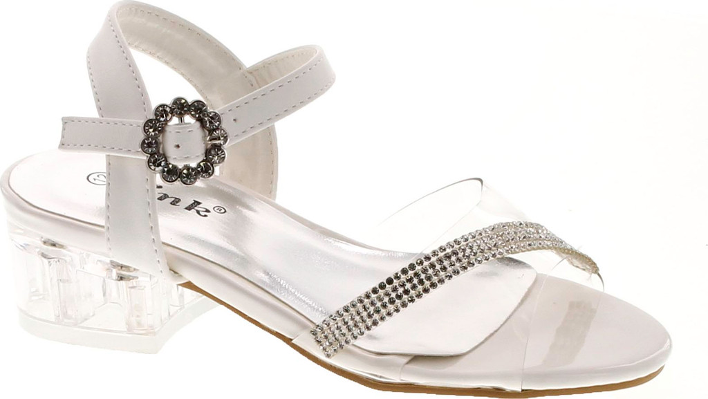 Link Sui-08K Girl's Rhinestone Clear Upper Lucite Heel Sandals