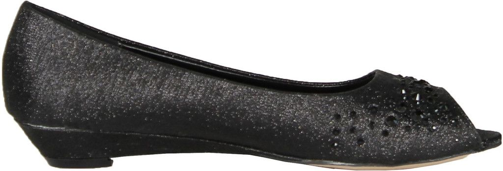 Blossom Womens Edith-10 Sparkle Peep Toe Low Wedge Heel Office Career Dress Pumps