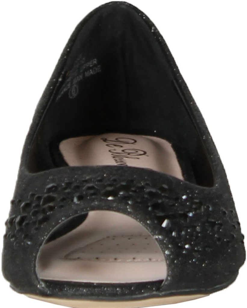 Blossom Womens Edith-10 Sparkle Peep Toe Low Wedge Heel Office Career Dress Pumps
