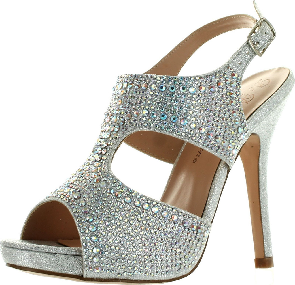 De Blossom Womens Yael-71 Stunning Glitzy Evening Party Heels Sandals Shoes