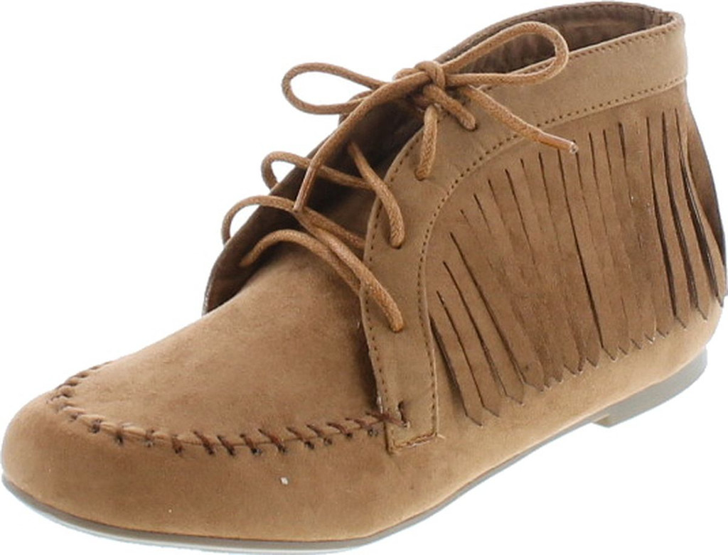 Bamboo Womens Circus-03 Fringe Moccasin Lace Up Fashion Bootie