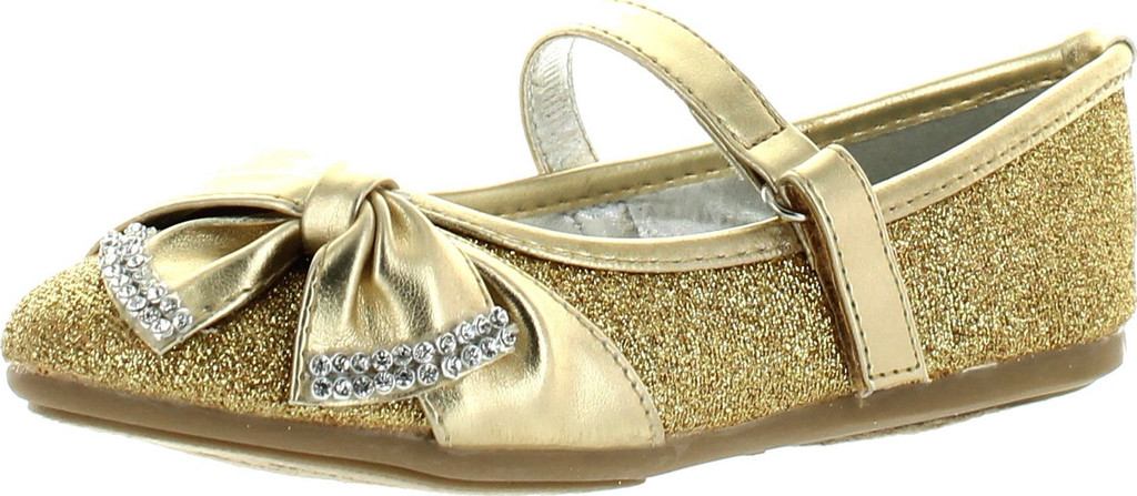 Little Angel Teshi-729E Kid Girls Glittering Middle Strap Studed Dress Flats